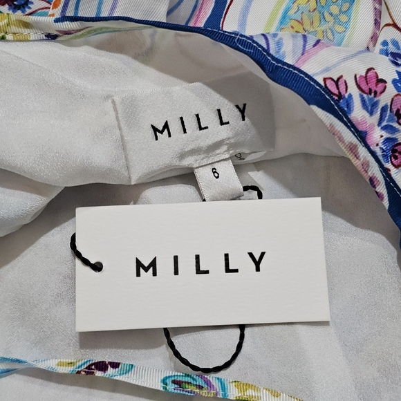 MILLY Edra Summer Paisley Dress in Blue Multi Womens Size 6 - Picture 5 of 6